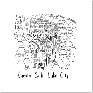 Salt Lake City Illustrated Map Posters and Art